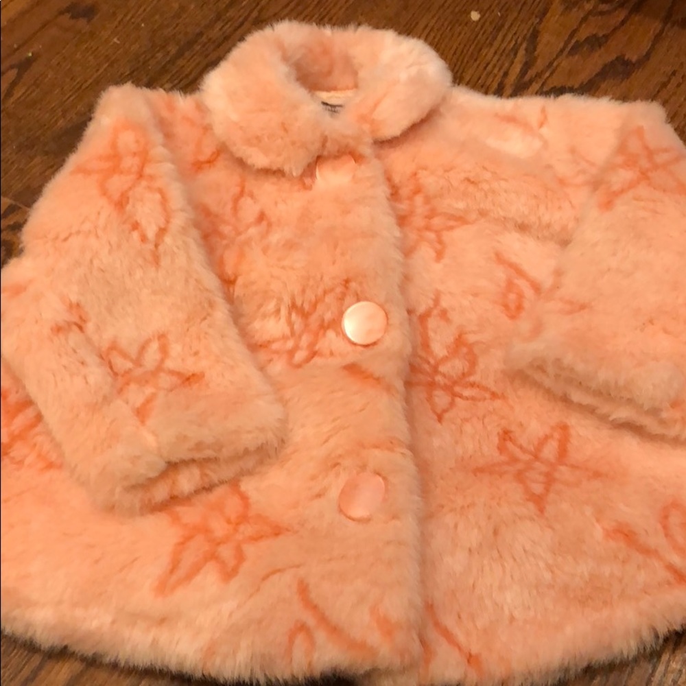 Girls peach faux fur jacket